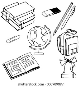 hand drawn school supplies