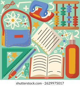 pacote de vetor de tema escolar desenhado à mão
