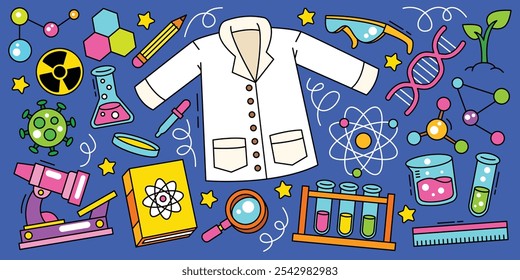 Hand drawn science and chemistry element set collection