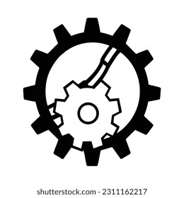 Hand Drawn science cog in doodle style isolated on background