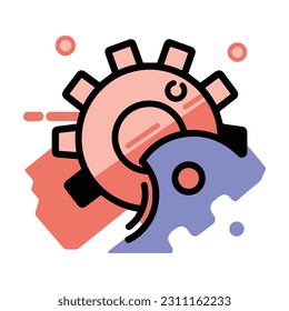 Hand Drawn science cog in doodle style isolated on background