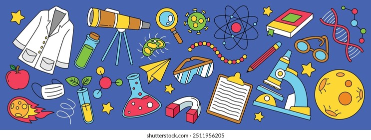 Handgezeichnete naturwissenschaftliche Doodle-Illustration. Chemie-Vektorsymbol