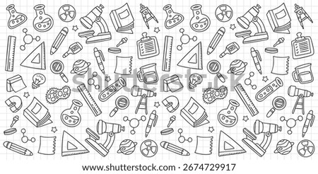 Hand drawn science doodle pattern vector illustration