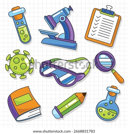 Hand drawn science icon cartoon element illustration