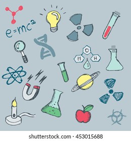 Hand drawn science vector set 