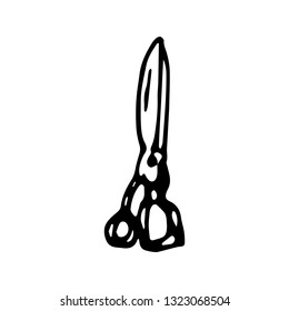 Hand Drawn scissors doodle. Sketch style icon. Decoration element. Isolated on white background. Flat design. Vector illustration.