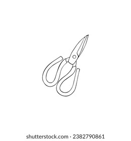 Hand drawn scissors for leather or felt. Isolated vector illustration on a white background.