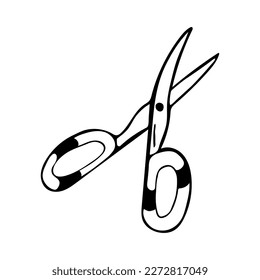 Hand drawn scissors on an isolated white background. Garden shears.Hand drawn vector.