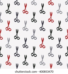 Hand drawn scissors seamless pattern