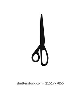 Hand drawn scissors silhouette for tailors, barbers isolated on white background