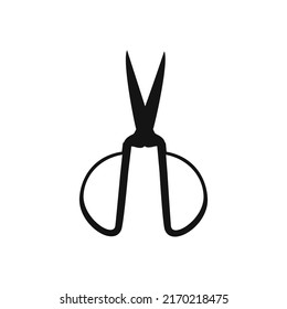 Hand drawn scissors silhouette for tailors, barbers isolated on white background