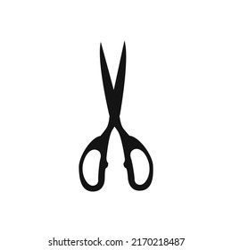 Hand drawn scissors silhouette for tailors, barbers isolated on white background