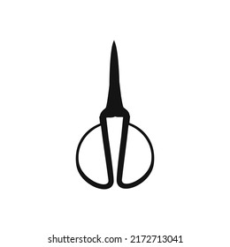 Hand drawn scissors silhouette for tailors, barbers isolated on white background