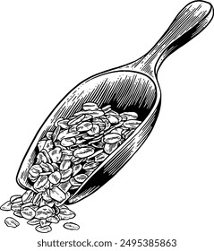 Hand drawn Scoop of Oats Sketch Illustration