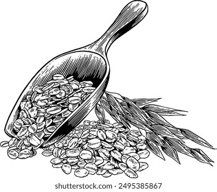 Hand drawn Scoop of Oats Sketch Illustration