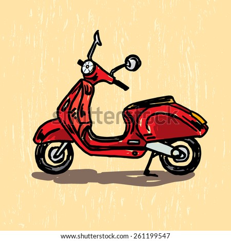 Hand drawn scooter made in vector. Illustration of dynamic city lifestyle.