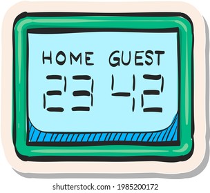 Hand drawn Score board icon in sticker style vector illustration