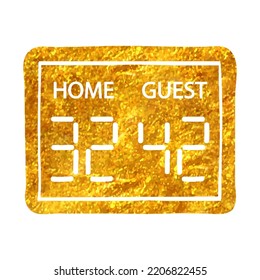 Hand Drawn Score Board Icon In Gold Foil Texture Vector Illustration