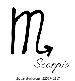 Hand drawn scorpio zodiac sign Esoteric symbol doodle Astrology clipart Element for design