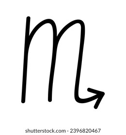 Hand drawn scorpio zodiac sign Esoteric symbol doodle Astrology clipart Element for design