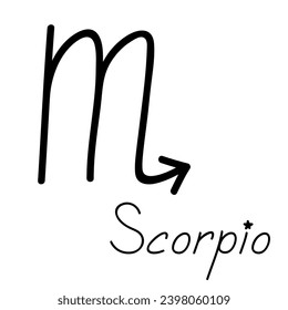 Hand drawn scorpio zodiac sign Esoteric symbol doodle Astrology clipart Element for design