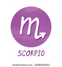 Hand drawn scorpio zodiac sign in round frame Astrology doodle clipart Element for design