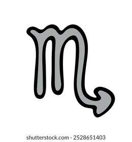 Sinal de zodíaco de escorpião desenhado à mão Símbolo esotérico doodle Astrologia clipart Elemento para design