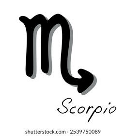 Sinal de zodíaco de escorpião desenhado à mão Símbolo esotérico doodle Astrologia clipart Elemento para design