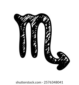 Hand drawn scorpio zodiac sign Esoteric symbol doodle Astrology clipart Element for design