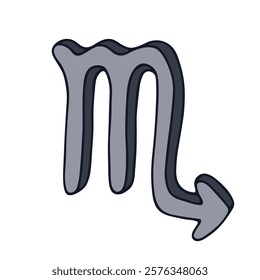Hand drawn scorpio zodiac sign Esoteric symbol doodle Astrology clipart Element for design