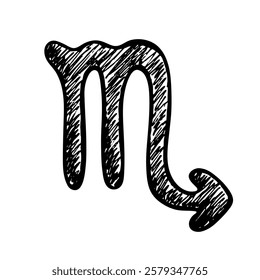 Hand drawn scorpio zodiac sign Esoteric symbol doodle Astrology clipart Element for design