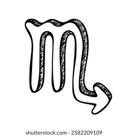 Hand drawn scorpio zodiac sign Esoteric symbol doodle Astrology clipart Element for design