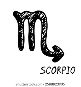 Hand drawn scorpio zodiac sign Esoteric symbol doodle Astrology clipart Element for design