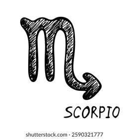 Hand drawn scorpio zodiac sign Esoteric symbol doodle Astrology clipart Element for design