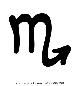 Hand drawn scorpio zodiac sign Esoteric symbol doodle Astrology clipart Element for design