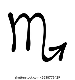 Hand drawn scorpio zodiac sign Esoteric symbol doodle Astrology clipart Element for design