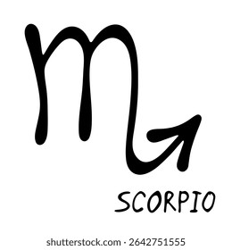 Hand drawn scorpio zodiac sign Esoteric symbol doodle Astrology clipart Element for design