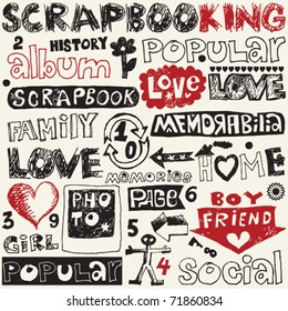 hand drawn scrapbooking elements, decorative doodle set