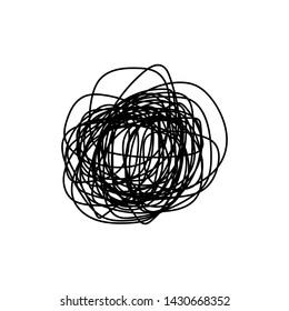 Hand drawn scrawl sketch. Abstract scribble, chaos doodle. Vector illustration Isolated on white background