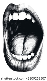 lips art illustration Retro