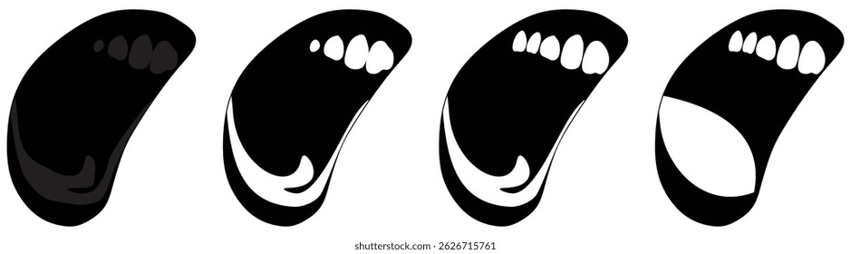Hand drawn screaming mouth, lips. Retro halftone collage element. Vector illustration of grunge art templates. Dotted pop art vintage style