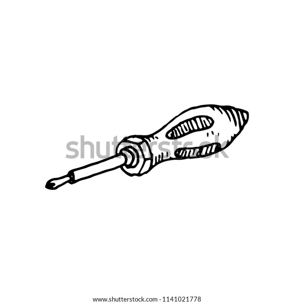 Hand Drawn Screwdriver Doodle Sketch Style Stock Vector (Royalty Free