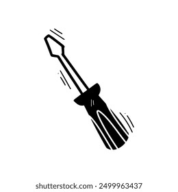 Hand Drawn Screwdriver Illustration. Doodle Vector. Isolated on White Background - EPS 10 Vector