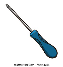 Hand drawn hand screwdriver isolated on white background. Vector illustration