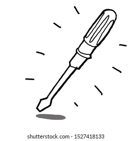 hand drawn screwdriver isolated with white background