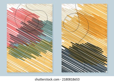 Hand drawn scribble abstract art. Contemporary design. Modern art. Abstract Designs and Shapes. Set of fluid geometric shapes. Scandinavian design. Home decor. Modern abstract painting.