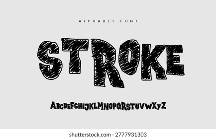 Hand Drawn Scribble Alphabet Font with Rough Pencil Stroke Texture. Creative Sketchy Font Set, Black Marker Scribble Lettering for Grunge Design. Vector Artistic Alphabet.