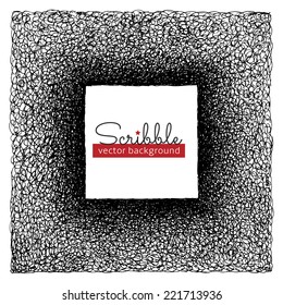 Hand Drawn Scribble background, vector design element. Square frame