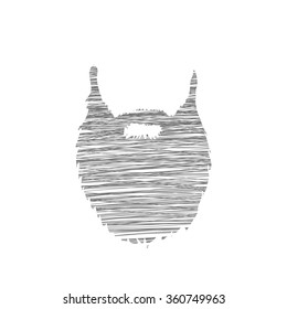 Hand drawn scribble Beard isolated on white background Vector illustration