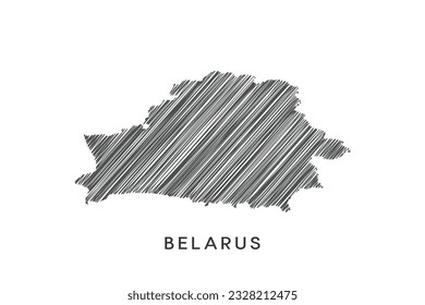 hand drawn scribble Belarus map line style illustration design, belarus scribble map illustraion